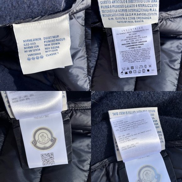 Authentic Moncler Navy Wool Padded Maglione Tricot Cardigan Down Jacket L - Picture 7 of 12